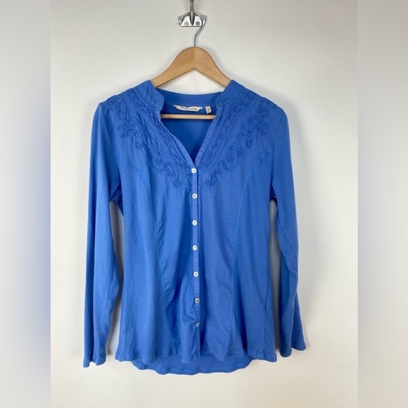 Soft Surroundings Henley Rissani Button Down Shirt - Picture 2 of 10